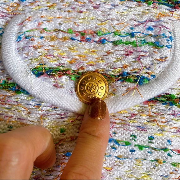 💐 ELEGANCE WHITE MULTI TWEED KNIT SWEATER BLAZER! - Picture 9 of 16